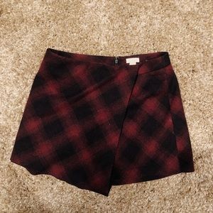 Hinge Asymmetrical Plaid Skort